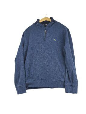 Lacoste 1/4 Zip Pullover Sweatshirt Navy Blue Pockets Men XXL Crocodile Logo